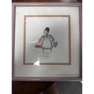 P Buckley Moss Young Amish Girl & Doll Framed Signed Numbered 417/1000 Matt